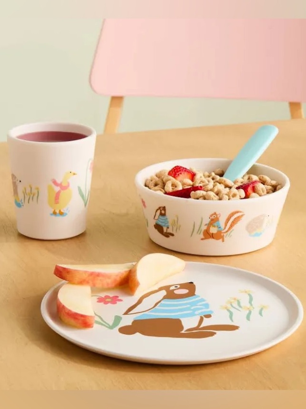 Pillowfort Woodland Animals 3-Piece Children’s Dinner Set